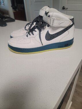 MENS NIKE 315123-123 AIR FORCE 1 07" MID WHITE GREEN ABYSS VOLT SHOES SIZE 13